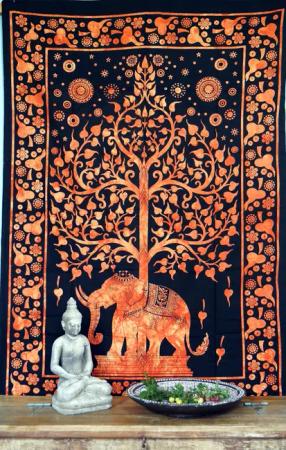 Guru-Shop Tagesdecke Boho-Style Wandbehang, indische Tagesdecke