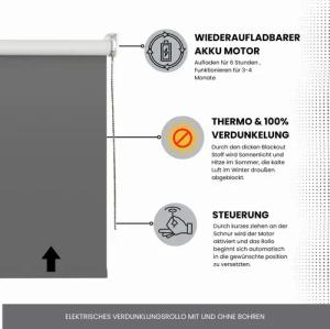 Elektrisches Rollo Verdunklungsrollo mit Zugmotor aufladbarer
