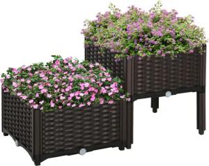 Outsunny Hochbeet Pflanzkasten mit Abflusslöchern (Blumenständer,