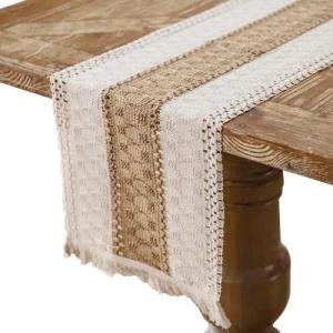 Kaket Tischläufer Makramee Tischläufer Boho Baumwollflachs