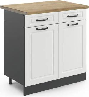 Vicco Unterschrank R-Line, Weiß Landhaus/Anthrazit, 80