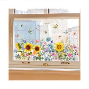 Coonoor Fensterbild Frühling Fenster Aufkleber Garten