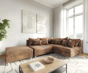 DELIFE Ecksofa Clovis, Braun Antik Optik