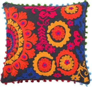 Guru-Shop Kissenbezüge Boho Kissenhülle, farbenfrohes besticktes..