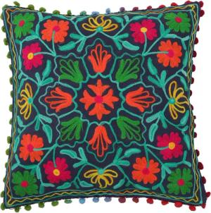 Guru-Shop Kissenbezüge Boho Kissenhülle, farbenfrohes besticktes..