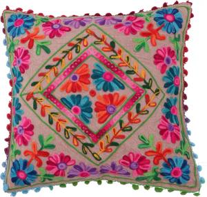Guru-Shop Kissenbezüge Boho Kissenhülle, farbenfrohes besticktes..