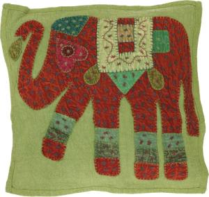 Guru-Shop Kissenbezüge Indische Kissenhülle, besticktes Elefanten..