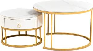 OKWISH Couchtisch 2-teiliges Couchtisch-Set (Schiefer-Tischplatte, mit