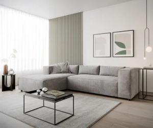DELIFE Ecksofa Brom, Mikrofaser Grau 260x175