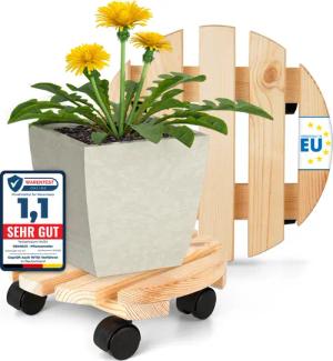 Oramics Pflanzenroller Blumentopfuntersetzer Rund Massivholz Ø30