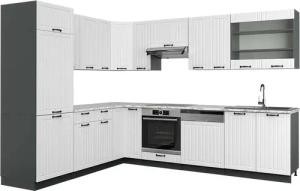 Vicco Winkelküche Fame-Line, Weiß Landhaus/Anthrazit, 227