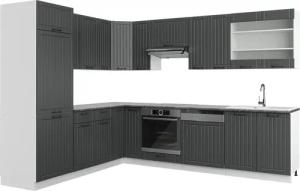 Vicco Winkelküche Fame-Line, Anthrazit Landhaus/Weiß, 227x287cm