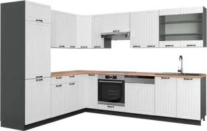 Vicco Winkelküche Fame-Line, Weiß Landhaus/Anthrazit, 227