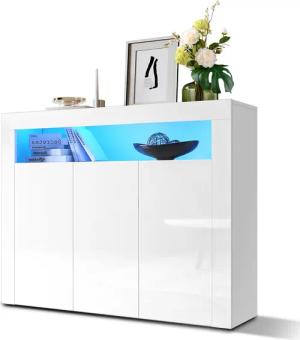SONNI Kommode Sideboard, Weiss Hochglanz mit