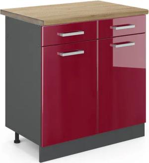 Vicco Unterschrank R-Line, Bordeaux Hochglanz/Anthrazit, 80