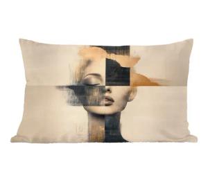 MuchoWow Dekokissen Gold - Frau -