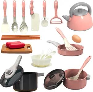 RWEUOQ Spielküche Kinder-Küchen-Spielzeug-Zubehör-Set mit Topf und