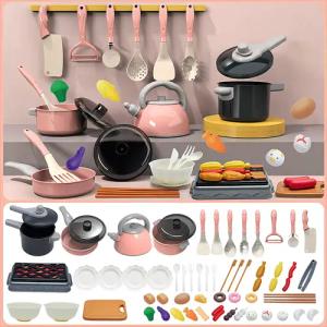 RWEUOQ Spielküche Kinder-Küchen-Spielzeug-Zubehör-Set mit Topf und