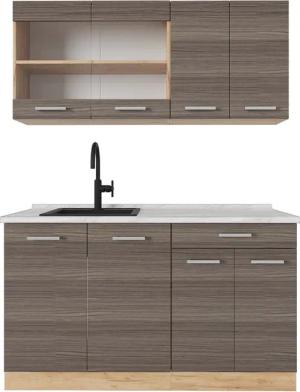 Vicco Küchenzeile R-Line, Edelgrau/Goldkraft Eiche, 140