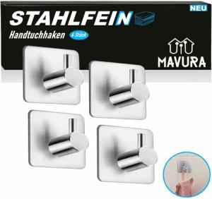 MAVURA Handtuchhaken STAHLFEIN Edelstahl Handtuchhalter Wandhaken