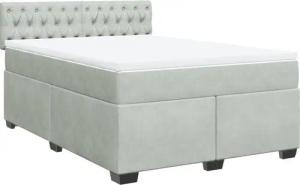 vidaXL Bett Boxspringbett mit Matratze Hellgrau
