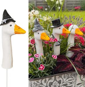 Online-Fuchs Gartenstecker BLUMENSTECKER Gartenfiguren Gänsehals, Gans