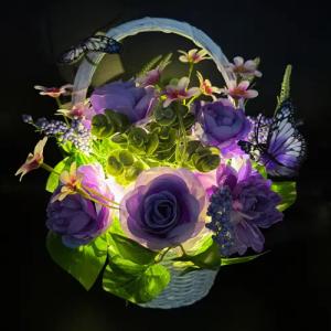 Kunstblumenstrauß - Deko Korb mit künstlichen