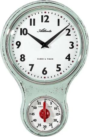 Atlanta Wanduhr Küchen- Nostalgie Hellgrün