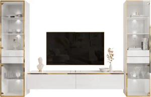 ALLHOUSE24 Wohnzimmer-Set Möbelset PEONY GOLD mit