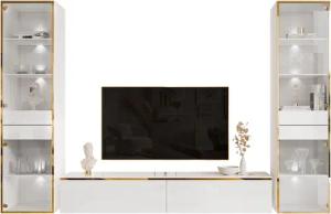 ALLHOUSE24 Wohnzimmer-Set Möbelset PEONY GOLD mit
