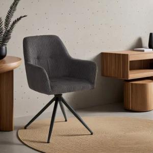 Homestyle4u Polsterstuhl mit Armlehne weicher Cord