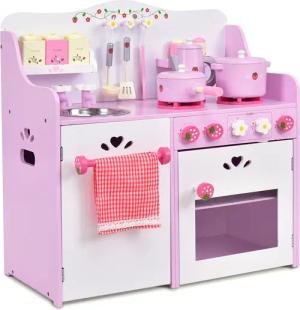 COSTWAY Spielküche Kinderküche, mit Schrank &