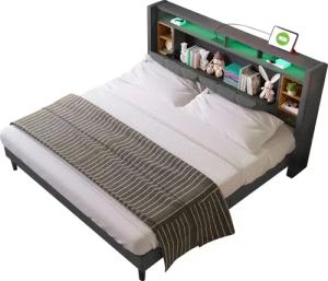 BlingBin Polsterbett Doppelbett Stauraum-Kopfteil mit aufladen