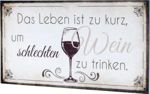 Levandeo® Wandbild, Wandbild 40x20cm Wein Spruch