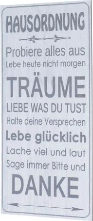 Levandeo® Wandbild, Wandbild 20x40cm Hausordnung Spruch