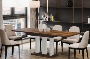 Endo-Moebel Säulen-Esstisch "Appia White" 130-210cm ausziehbar