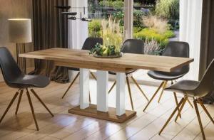 Endo-Moebel Säulen-Esstisch "Appia White" 130-210cm ausziehbar