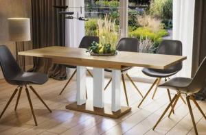 Endo-Moebel Säulen-Esstisch "Appia White" 130-210cm ausziehbar