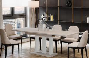 Endo-Moebel Säulen-Esstisch "Appia White" 130-210cm ausziehbar