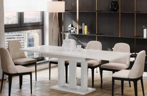 Endo-Moebel Säulen-Esstisch "Appia White" 130-210cm ausziehbar