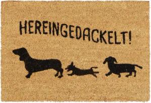 relaxdays Fußmatte Kokos "Hereingedackelt", Höhe: 15