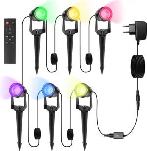 Clanmacy Gartenstrahler 6-IN-1 LED Gartenstrahler mit