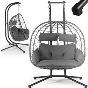 Juskys Hängesessel Aria, Polyrattan Doppelhängesessel, Schaukel