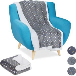 Wohndecke 2 x Kuscheldecke grau goldene
