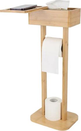 TWSOUL Toilettenpapierhalter WC-Garnitur aus Bambus, klopapierhalter