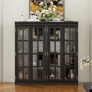 FUFU&GAGA Sideboard Schwarzer 2-türiger Schuhschrank mit