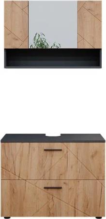 Vicco Badmöbel-Set Irma, Anthrazit/Eiche, 2 Teile,