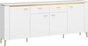 Lomadox Sideboard LUKA-129, weiß mit goldfarbenen
