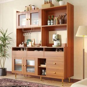 Celya Hochschrank Restaurant-Hochschrank,Glastür, Weinglasregal,mehrschichtigem Stauraum (145x39x171