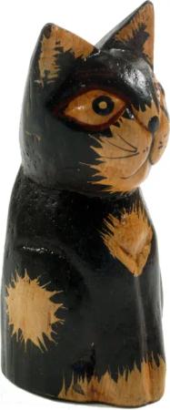 Guru-Shop Dekofigur Deko Katze, Holzkatze